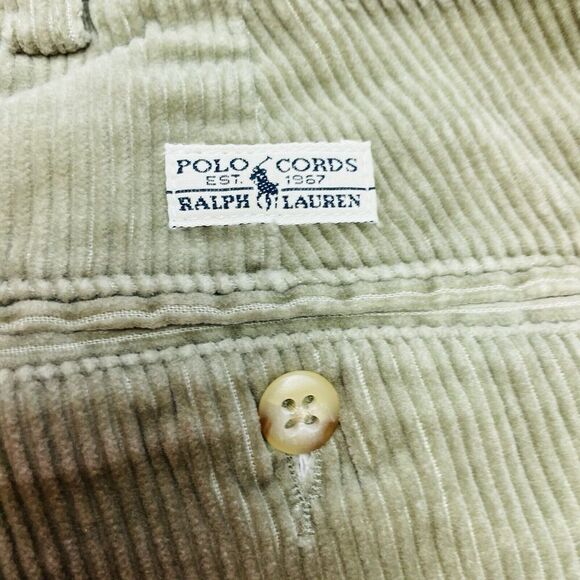 Vintage Polo Ralph Lauren Andrew Corduroy Pants Mens 42x32(29) Khaki Pleated - Picture 7 of 10